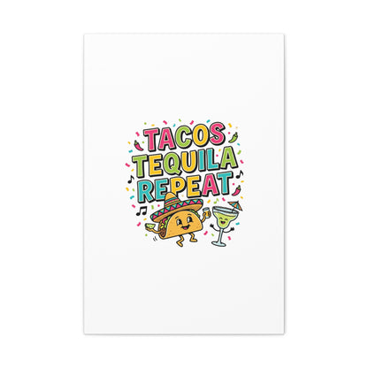 Tacos Tequila Repeat Canvas | Cinco de Mayo party wall art