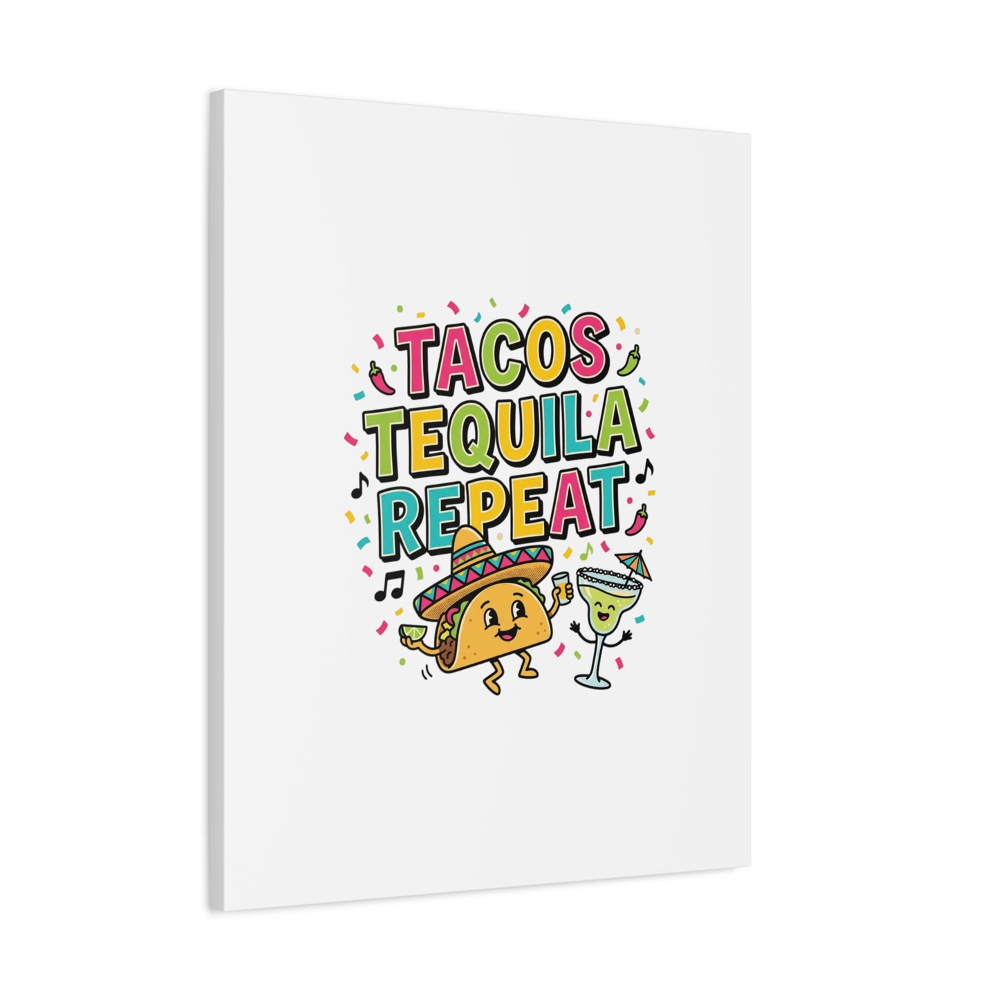 Tacos Tequila Repeat Canvas | Cinco de Mayo party wall art