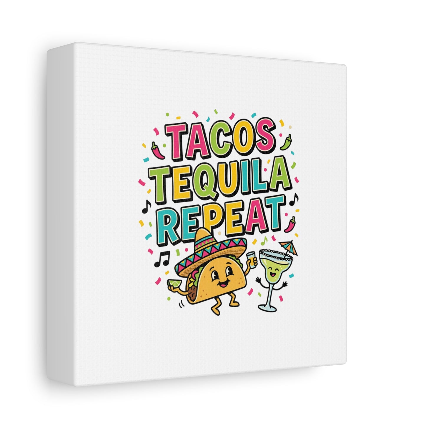 Tacos Tequila Repeat Canvas | Cinco de Mayo party wall art