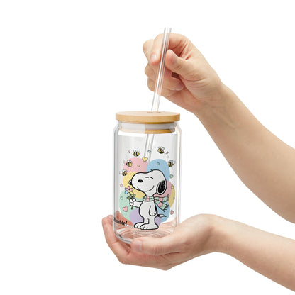 🐝 Bee Humble – Snoopy Sipper Glass (Cute & Aesthetic Edition)