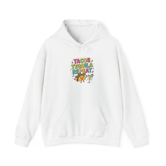 Tacos Tequila Repeat Hoodie | Cinco de Mayo taco shirt, margarita party sweatshirt
