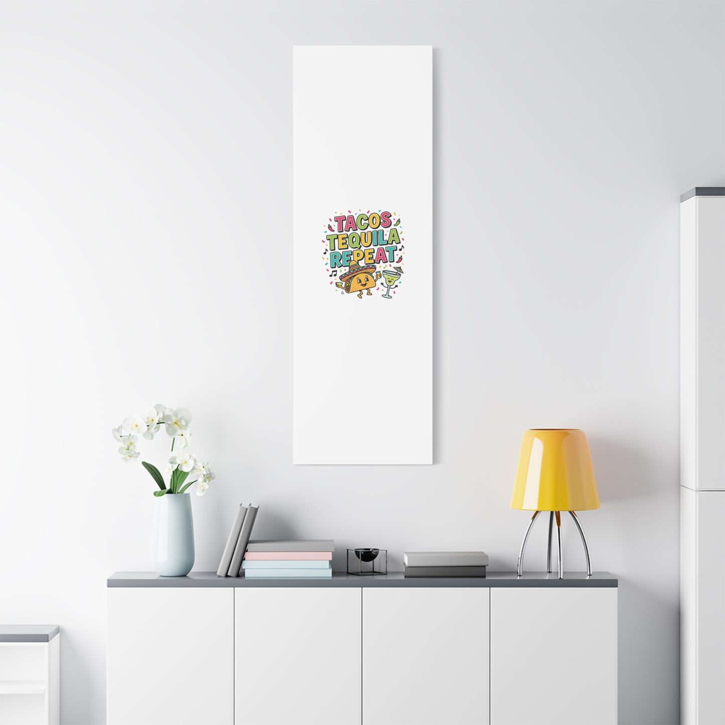 Tacos Tequila Repeat Canvas | Cinco de Mayo party wall art