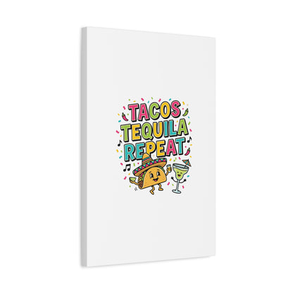 Tacos Tequila Repeat Canvas | Cinco de Mayo party wall art