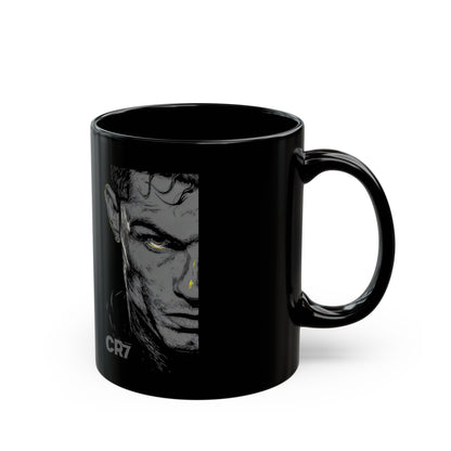 CR7 Ronaldo Black Ceramic Mug – Portrait Coffee Cup (11oz/15oz)