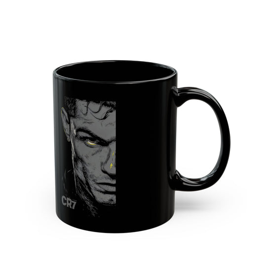 CR7 Ronaldo Black Ceramic Mug – Portrait Coffee Cup (11oz/15oz)