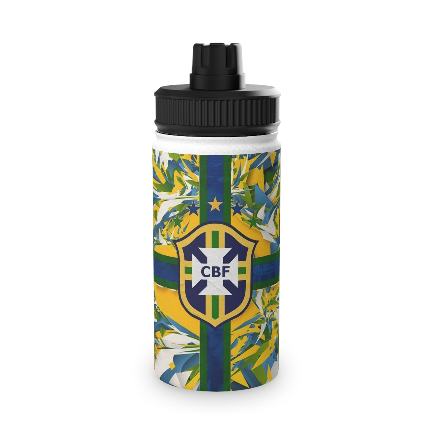 Brazil Flag Sports Water Bottle — CBF Crest Stainless Steel Bottle