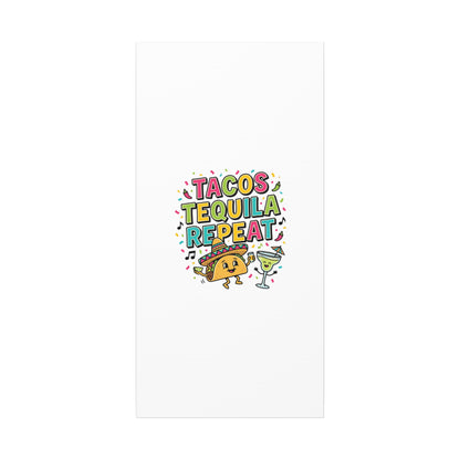 Tacos Tequila Repeat Canvas | Cinco de Mayo party wall art